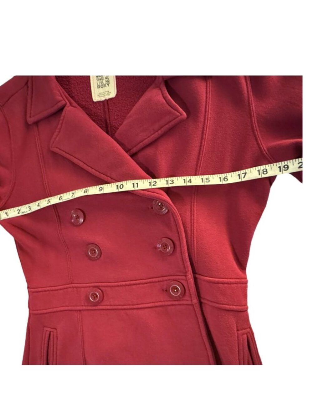 Roxy Fleece Jacket Women's M Button Up Double-Breasted Red Vintage Y2K Cozycore - Picture 7 of 16